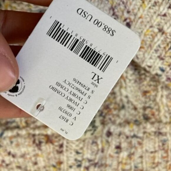 NWT Intimately Free People Under The Mistletoe Pants Knit Ivory Combo Sz XL - Picture 6 of 6